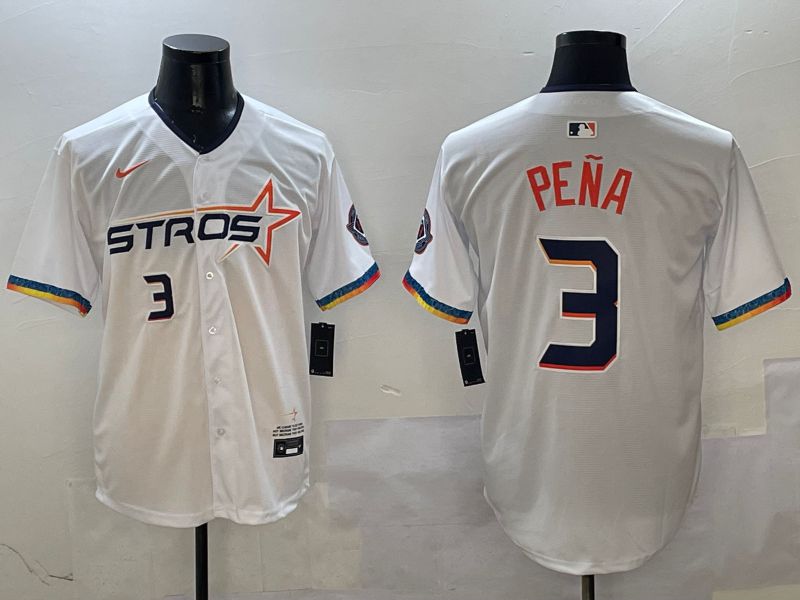 Men Houston Astros #3 Pena White Fourth generation Joint Name 2025 Nike MLB Jersey style 8